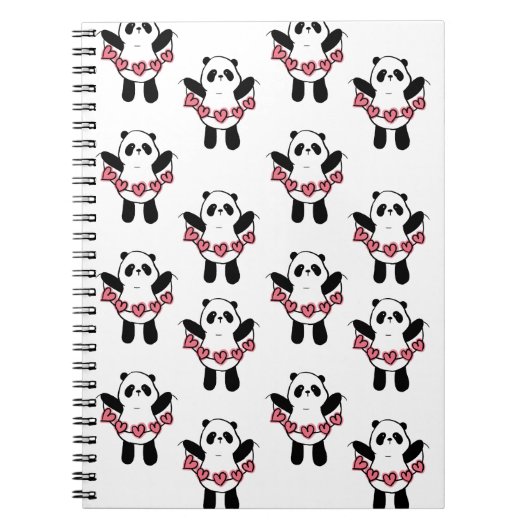 Schattig Panda Hartjes Patroon Notitieboek (Voorkant)