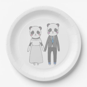 Schattig Panda Huwelijkskoppel – Kawaii Bruid & Br Papieren Bordje