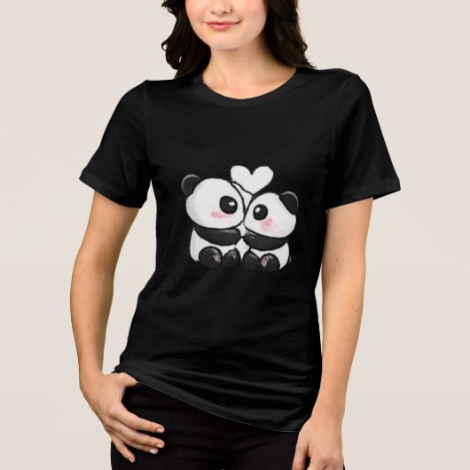 Schattig Panda Koppel Liefde SVG Tri-Blend Shirt (Voorkant)