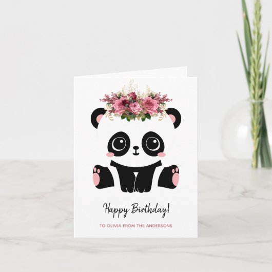 Schattig panda-meisje Gefeliciteerd Kaart (Voorkant)