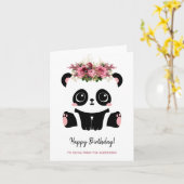 Schattig panda-meisje Gefeliciteerd Kaart (Gele Bloem)