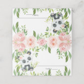Schattig Panda Roze Bloemen Groen Baby shower Plaatskaartje (Buitenkant ongevouwen)