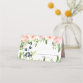 Schattig Panda Roze Bloemen Groen Baby shower Plaatskaartje (Voorkant)