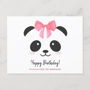 Schattig pandameisje Happy Birthday gepersonalisee Briefkaart