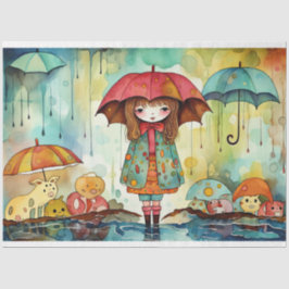 Schattig Papier Doll Meisje Waterverf Collage Deco