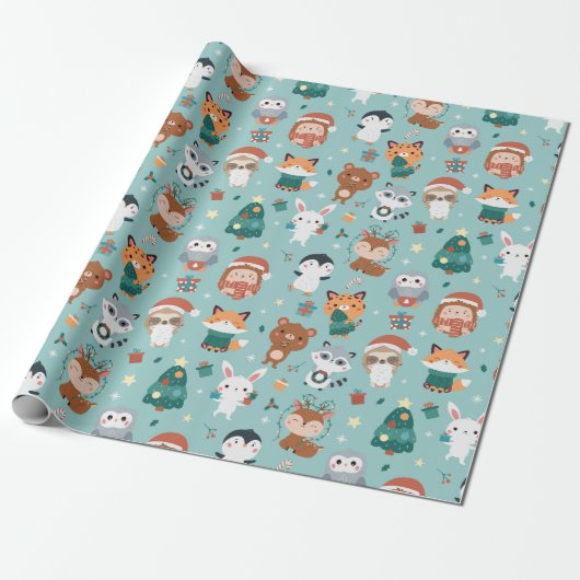 Schattig papier voor het ompakken van dieren (Uitgerold)
