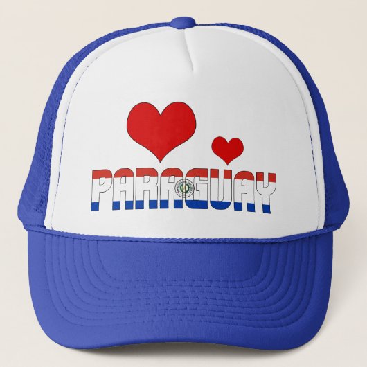 Schattig Paraguay Flag Hearts Patriottisch Trucker Pet (Voorkant)