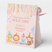 Schattig Party Animals Peach Pink Safari Verjaarda Bedankdoosjes (Achterkant)