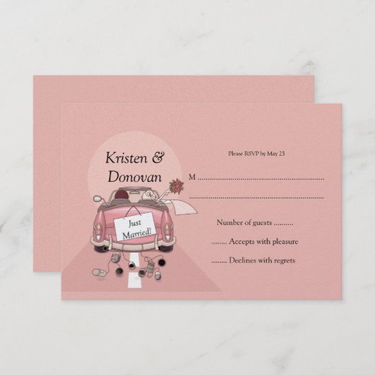 Schattig Pas Getrouwd RSVP (Voorkant / Achterkant)
