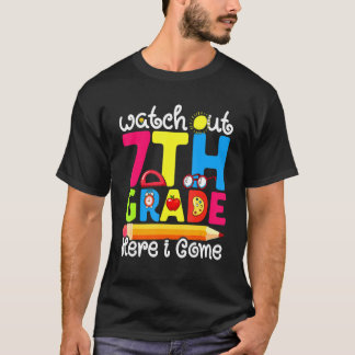Schattig Pas Op 7e Klas Eerste Dag Op School Gra T-shirt