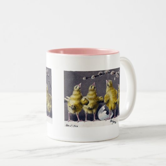 Schattig Pasen  Briefkaart Tweekleurige Koffiemok (Voorkant rechts)