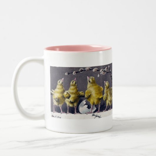 Schattig Pasen  Briefkaart Tweekleurige Koffiemok (Links)