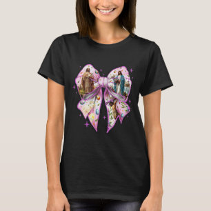 Schattig Pasen Coquette Strik Hij Is Opgestaan Mat T-shirt