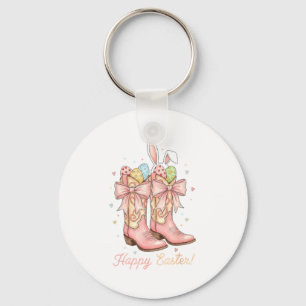Schattig Pasen Ei Howdy Western Cowboy Laarzen Kon Sleutelhanger