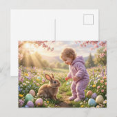 Schattig Pasen Konijn en Kind Briefkaart (Voorkant / Achterkant)