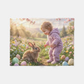 Schattig Pasen Konijn en Kind Fleece Deken (Voorkant (Horizontaal))