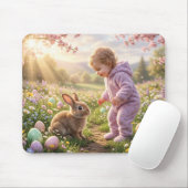 Schattig Pasen Konijn en Kind Muismat (Met muis)