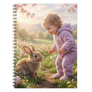 Schattig Pasen Konijn en Kind Notitieboek