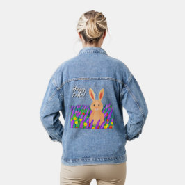 Schattig Pasen konijn in de bloemen Denim Jacket
