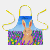 Schattig Pasen konijn in de bloemen Schort (Voorkant)