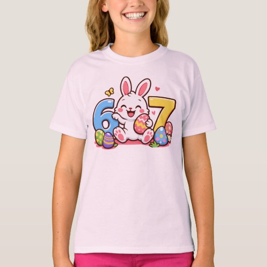 Schattig Pasen Konijn Kind 67 Meme T-shirt (Voorkant)