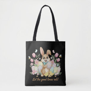 Schattig Pasen Konijn met Kleurrijke Eieren en Len Tote Bag