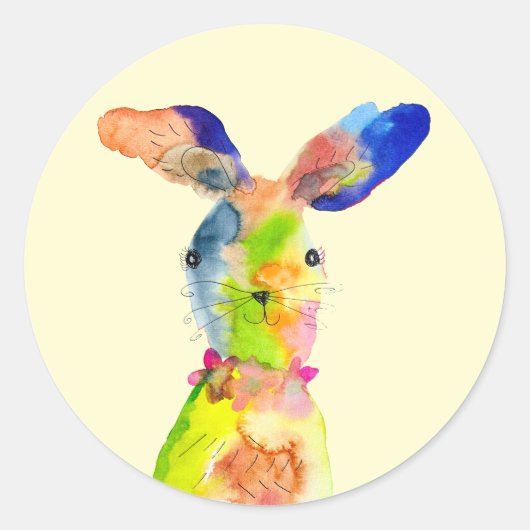 Schattig Pasen konijn Ronde Sticker (Voorkant)