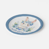 Schattig Pasen Konijn Waterverf met Hydrangea Papieren Bordje (Gekanteld)