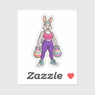 Schattig Pasen Konijn Workout Cartoon – Fitness Ko Sticker