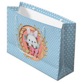 Schattig Pasen Konijn Zit in de Mand Groot Cadeauzakje (Voorkant Gekanteld)