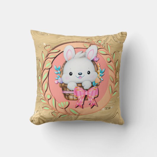 Schattig Pasen Konijn Zit in de Mand Kussen (Voorkant)