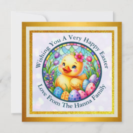 Schattig Pasen Kuiken, Bloemen, en Kleurrijke Eier Save The Date