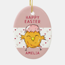 Schattig Pasen Kuiken met Eierschaal Hart Gelukkig Keramisch Ornament