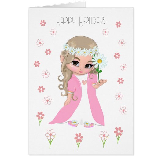 Schattig Pasen Prinsesje & Roze Bloemen (Voorkant)