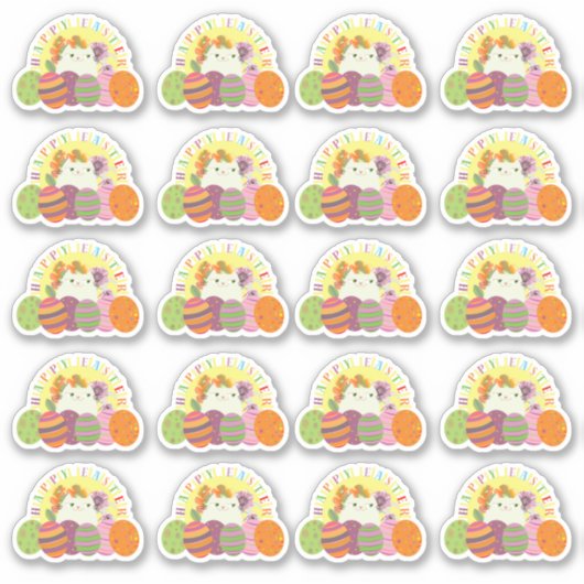 Schattig Pasen Sticker (Voorkant)