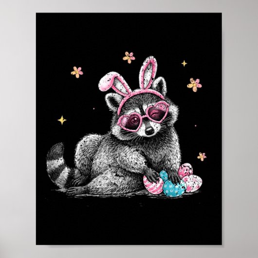 Schattig Pasen Wasbeer Konijn Grappig Lent Dier Ou Poster (Voorkant)