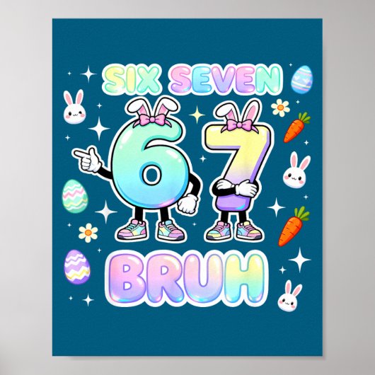 Schattig Pasen Zes Zeven Bruh Konijn Poster (Voorkant)