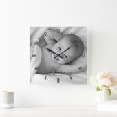 Schattig pasgeboren Baby Foto Neursery Square Wall Vierkante Klok (Huis)