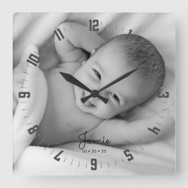 Schattig pasgeboren Baby Foto Neursery Square Wall Vierkante Klok