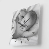 Schattig pasgeboren Baby Foto Neursery Square Wall Vierkante Klok (Hoek)