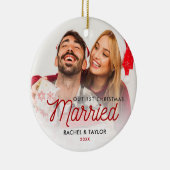 Schattig pasgetrouwd foto ons eerste getrouwd keramisch ornament (Rechts)