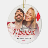 Schattig pasgetrouwd foto ons eerste getrouwd keramisch ornament (Links)