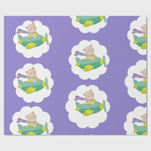 Schattig pasta-label Teddy Bear Wrapping Paper Cadeaupapier (Vlak)