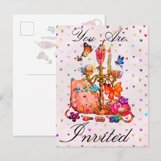 Schattig Pastel Aankondigingskaart (Voorkant / Achterkant)