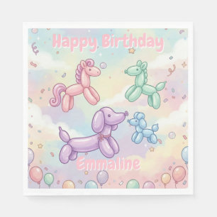 Schattig Pastel Ballon Dier Verjaardagsmeisje Servet