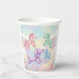 Schattig Pastel Ballondier Verjaardagsmeisje Papieren Bekers