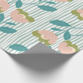 Schattig pastel bloemenblauw roze Verjaardagscadea Cadeaupapier (Hoek)