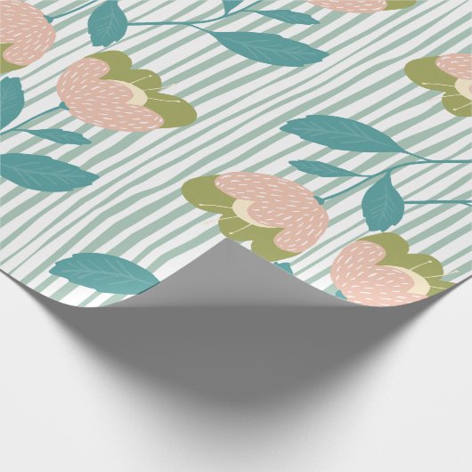 Schattig pastel bloemenblauw roze Verjaardagscadea Cadeaupapier (Hoek)