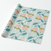 Schattig pastel bloemenblauw roze Verjaardagscadea Cadeaupapier (Uitgerold)