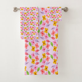Schattig Pastel Bloemmotief Zachte Roze Meisjesach Bad Handdoek